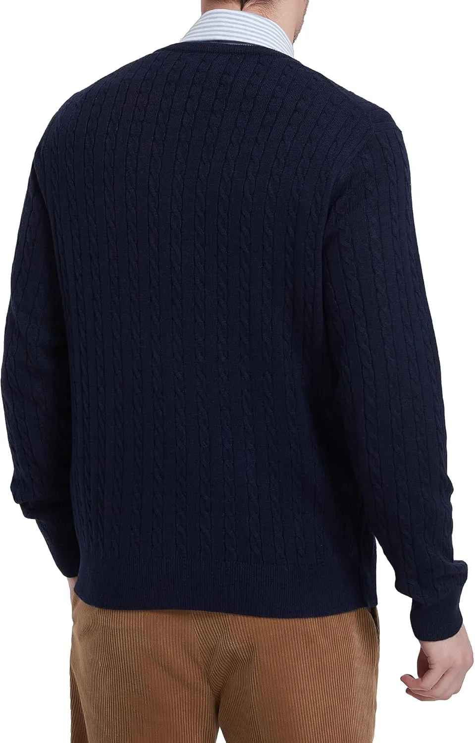 Kallspin Men's Cable Knit Crewneck Sweater Pullovers Wool Blend Relax Fit Knitwear