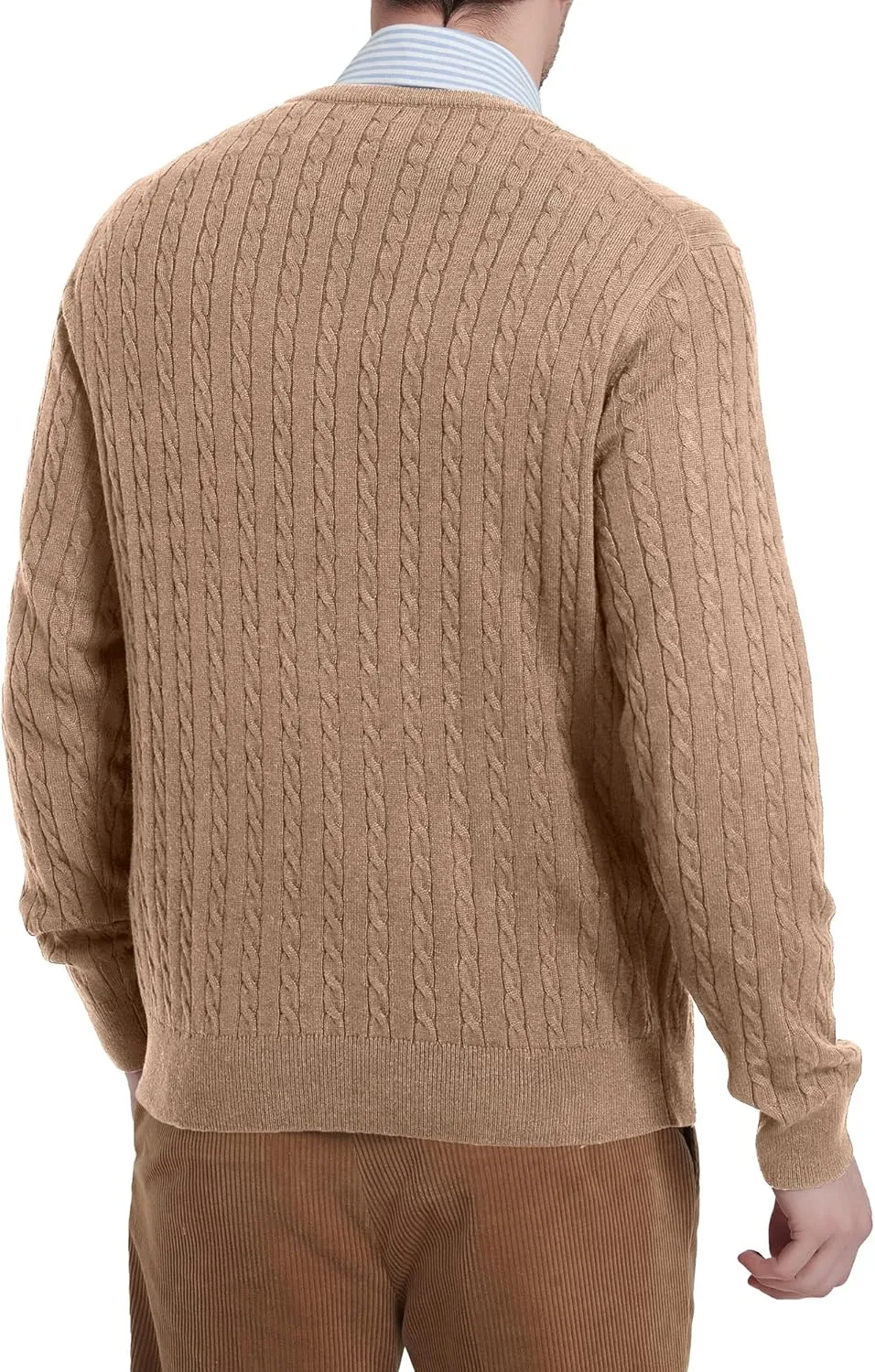 Kallspin Men's Cable Knit Crewneck Sweater Pullovers Wool Blend Relax Fit Knitwear
