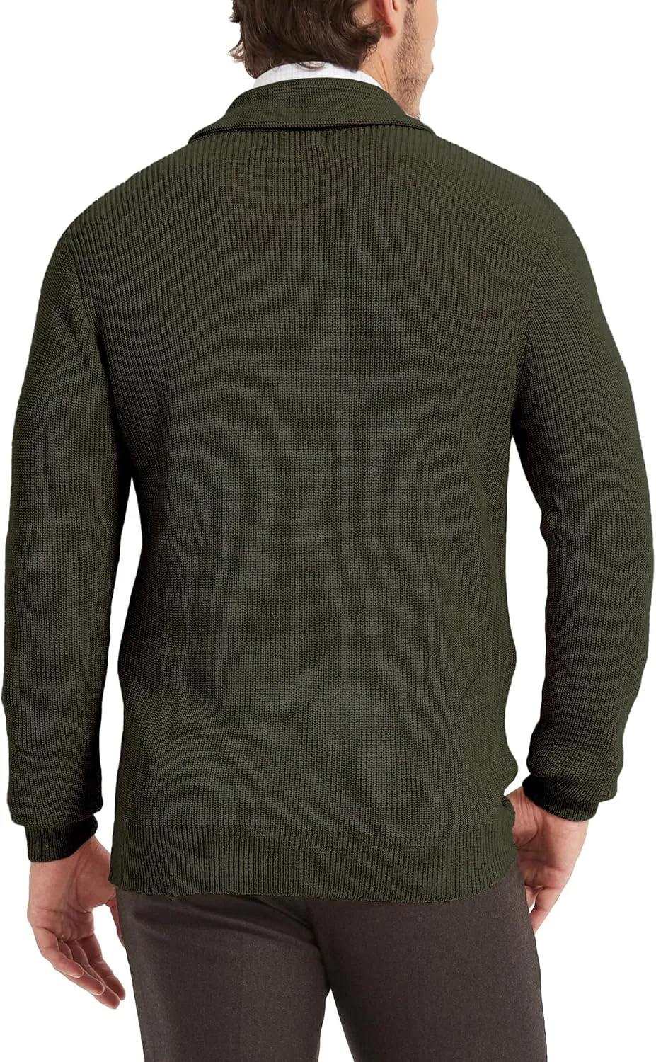 Kallspin Men's Wool Blend Shawl Collar Cardigan Sweater Button Down Knitwear with Pockets