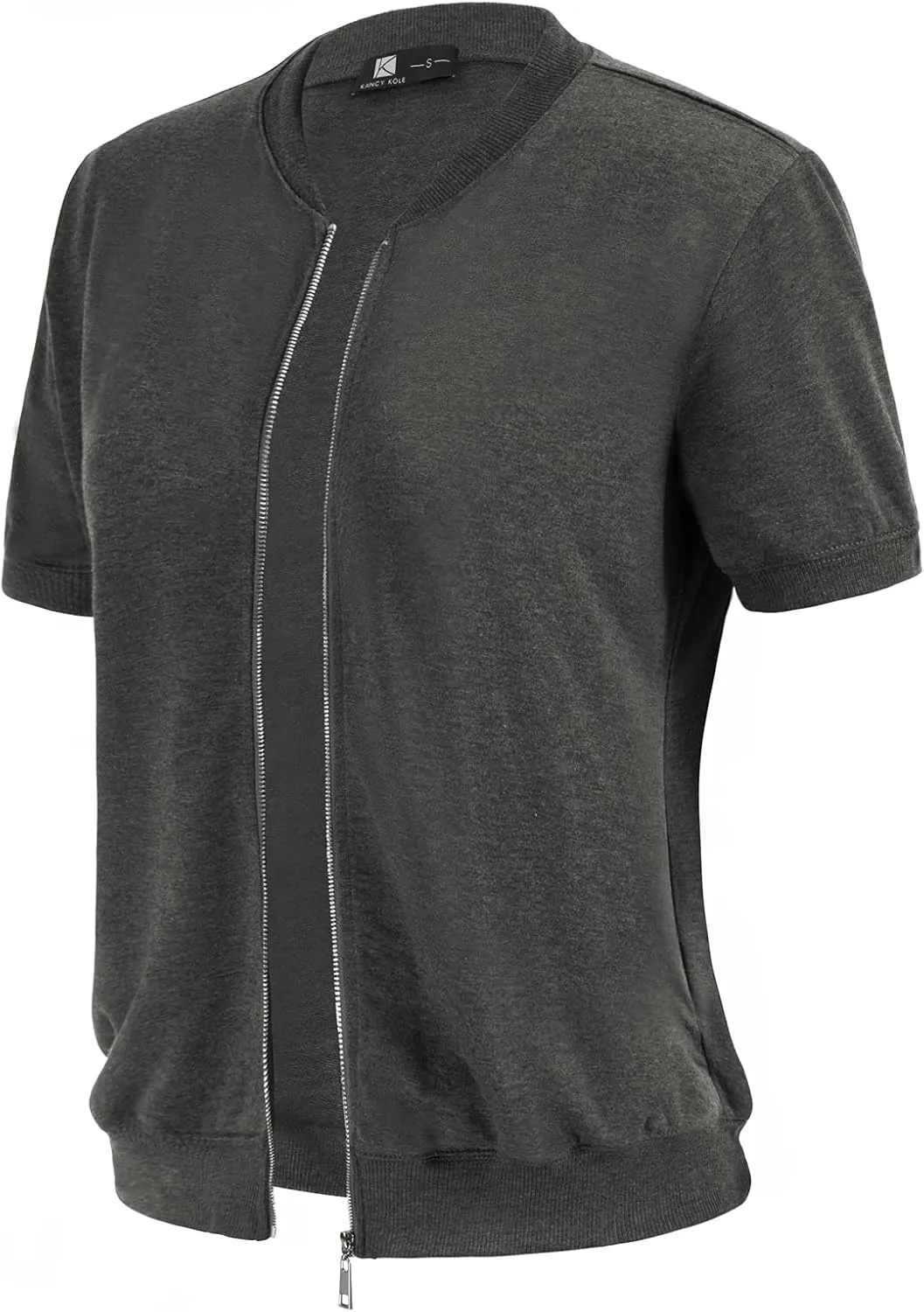 KANCY KOLE Womens Short Sleeve Jackets Casual Zip Up Sweatshirt Jackets with Pockets Summer Lightweight Coat Tops
