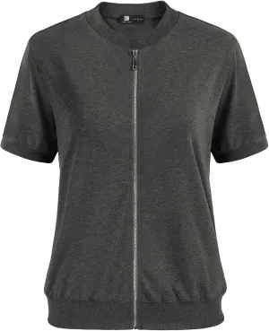KANCY KOLE Womens Short Sleeve Jackets Casual Zip Up Sweatshirt Jackets with Pockets Summer Lightweight Coat Tops