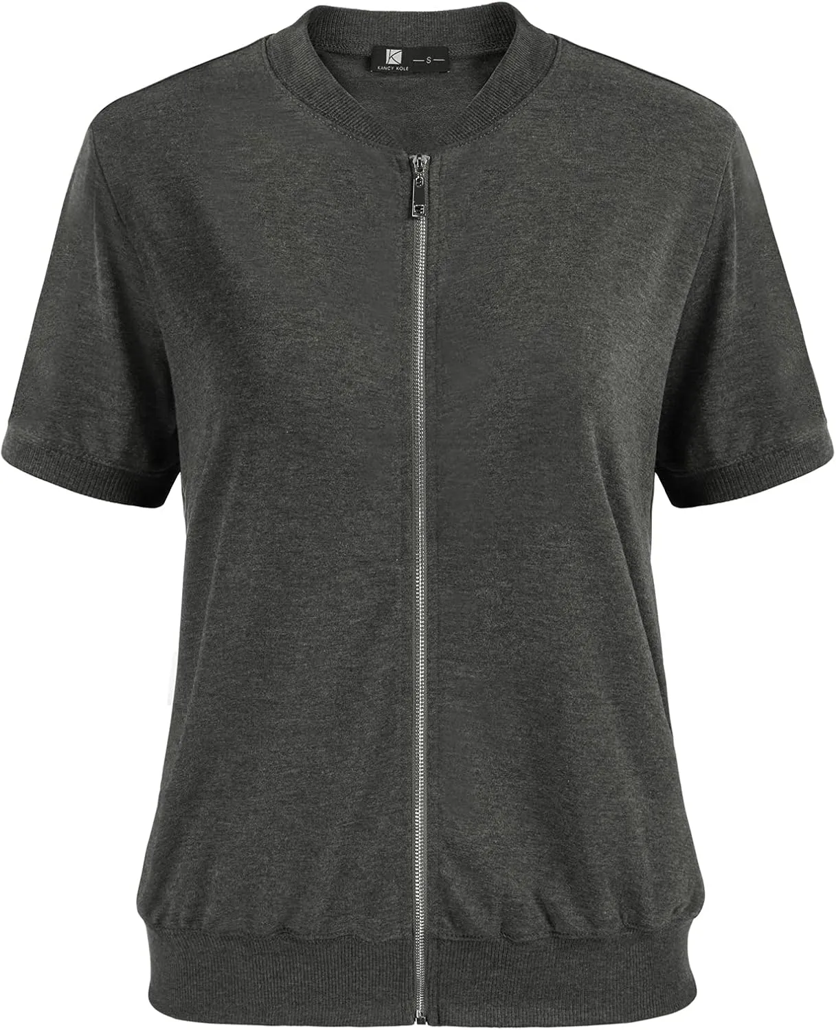 KANCY KOLE Womens Short Sleeve Jackets Casual Zip Up Sweatshirt Jackets with Pockets Summer Lightweight Coat Tops