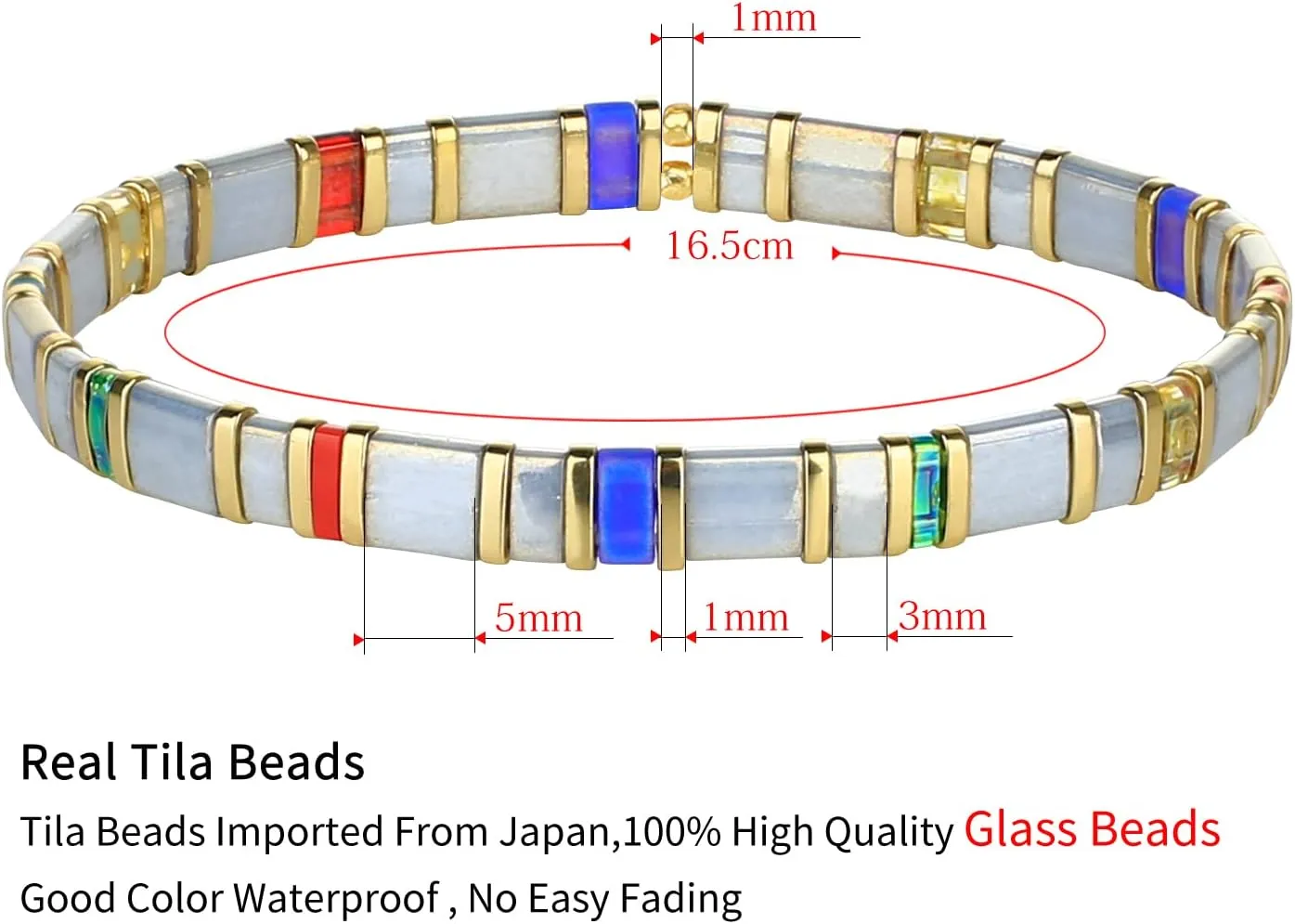 KELITCH Boho Tila Beaded Bracelets Candy Colors Stretch Bracelets Summer Beach Bracelets