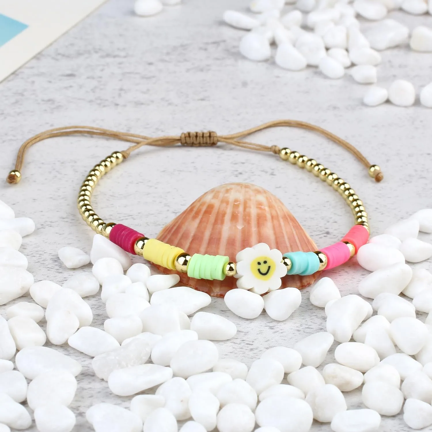 KELITCH Summer Strand Bracelets Colorful HEISHI Beaded Bracelets Women Boho Bracelets
