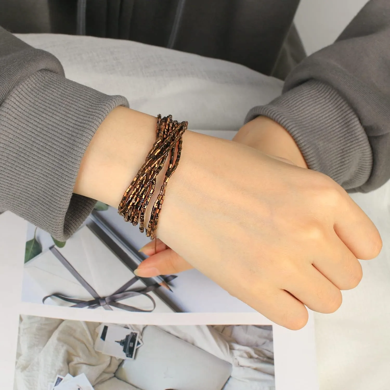 KELITCH Women Friendship Bracelets Adjustable Strands Bracelets Stackable Miyuki Beaded Bracelets