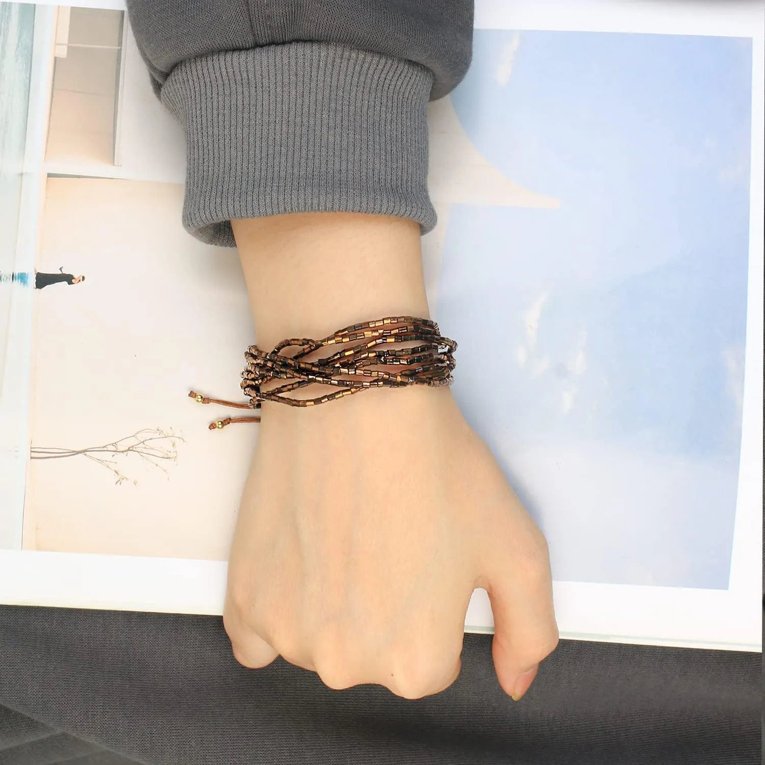 KELITCH Women Friendship Bracelets Adjustable Strands Bracelets Stackable Miyuki Beaded Bracelets