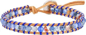 KELITCH Women Leather Wrap Bracelets Handmade Strand Bracelets Colorful Stones Beads Bracelets