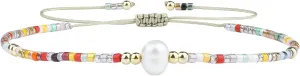 KELITCH Women Pearl Bracelets Handmade Friendship Bracelets Pearl Miyuki Beaded Strand Bracelets