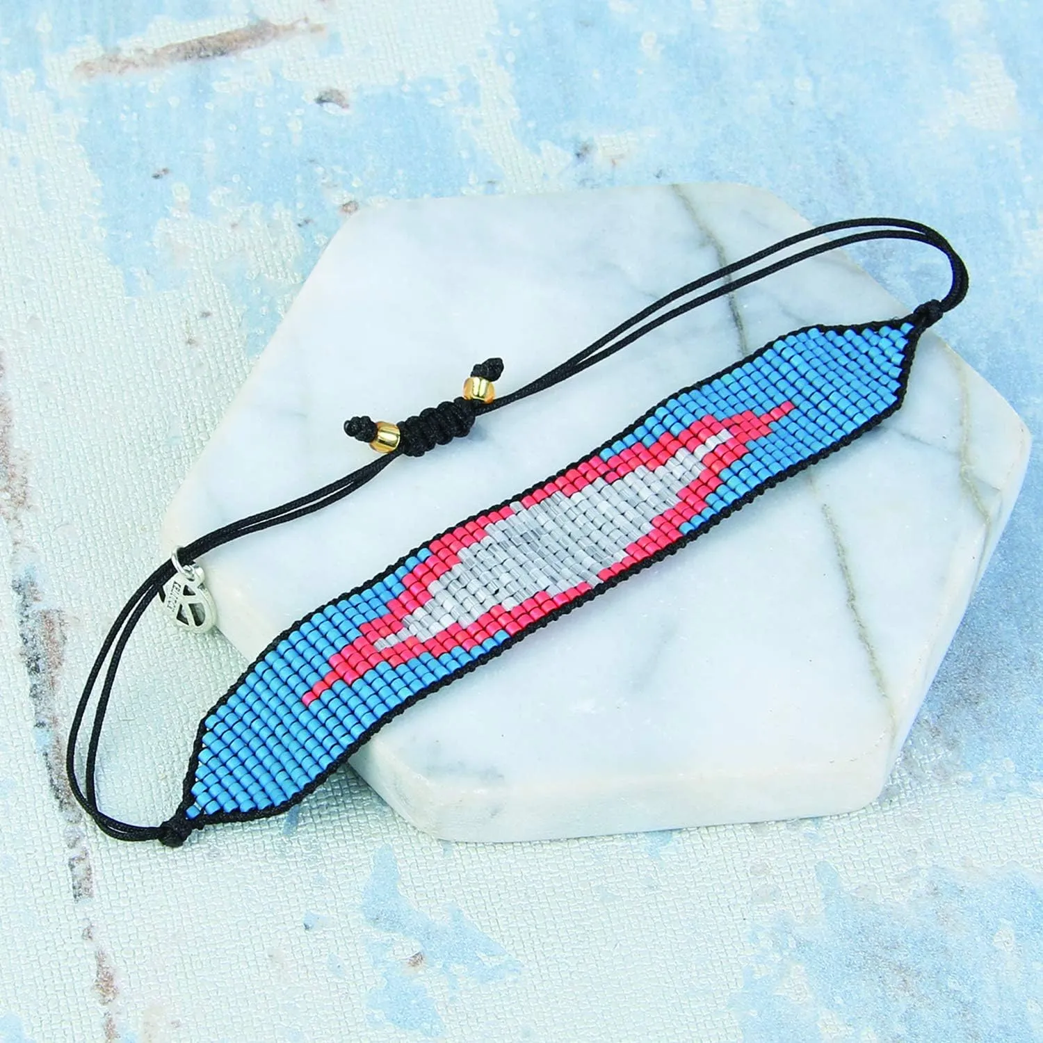KELITCH Women Wax Rope Wrap Bracelets Heart Cuff Bracelets Handmade Friendship Bracelets Miyuki Bracelets