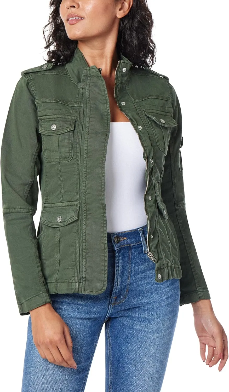 kensie Jeans for Women Lightweight Zip-Up Utility Jackets Transitional Jackets for Fall and Spring