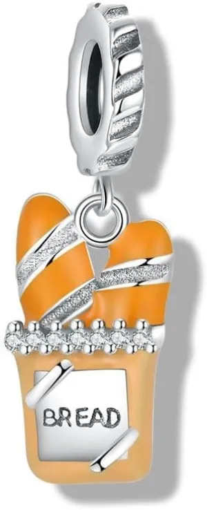 KEQ Fast Food Charms for Bracelet,Hamburger Hot Dog Chics Pizza Charms Original S925 Sterling Silver Birthday Mother's Day Christmas Charms for Pandora's Bracelets
