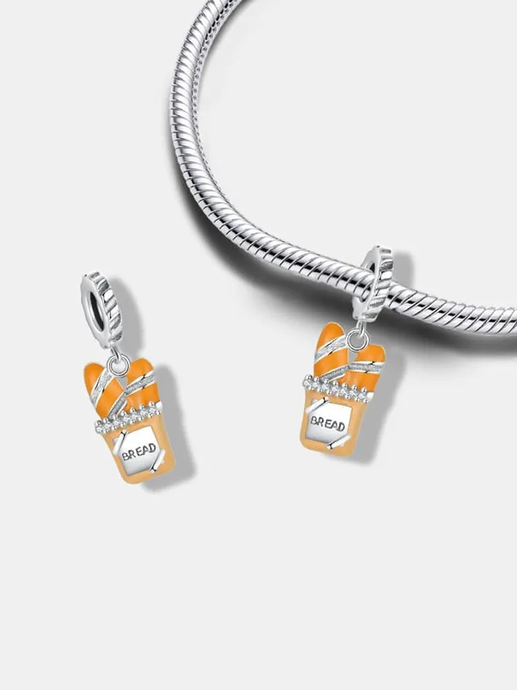 KEQ Fast Food Charms for Bracelet,Hamburger Hot Dog Chics Pizza Charms Original S925 Sterling Silver Birthday Mother's Day Christmas Charms for Pandora's Bracelets