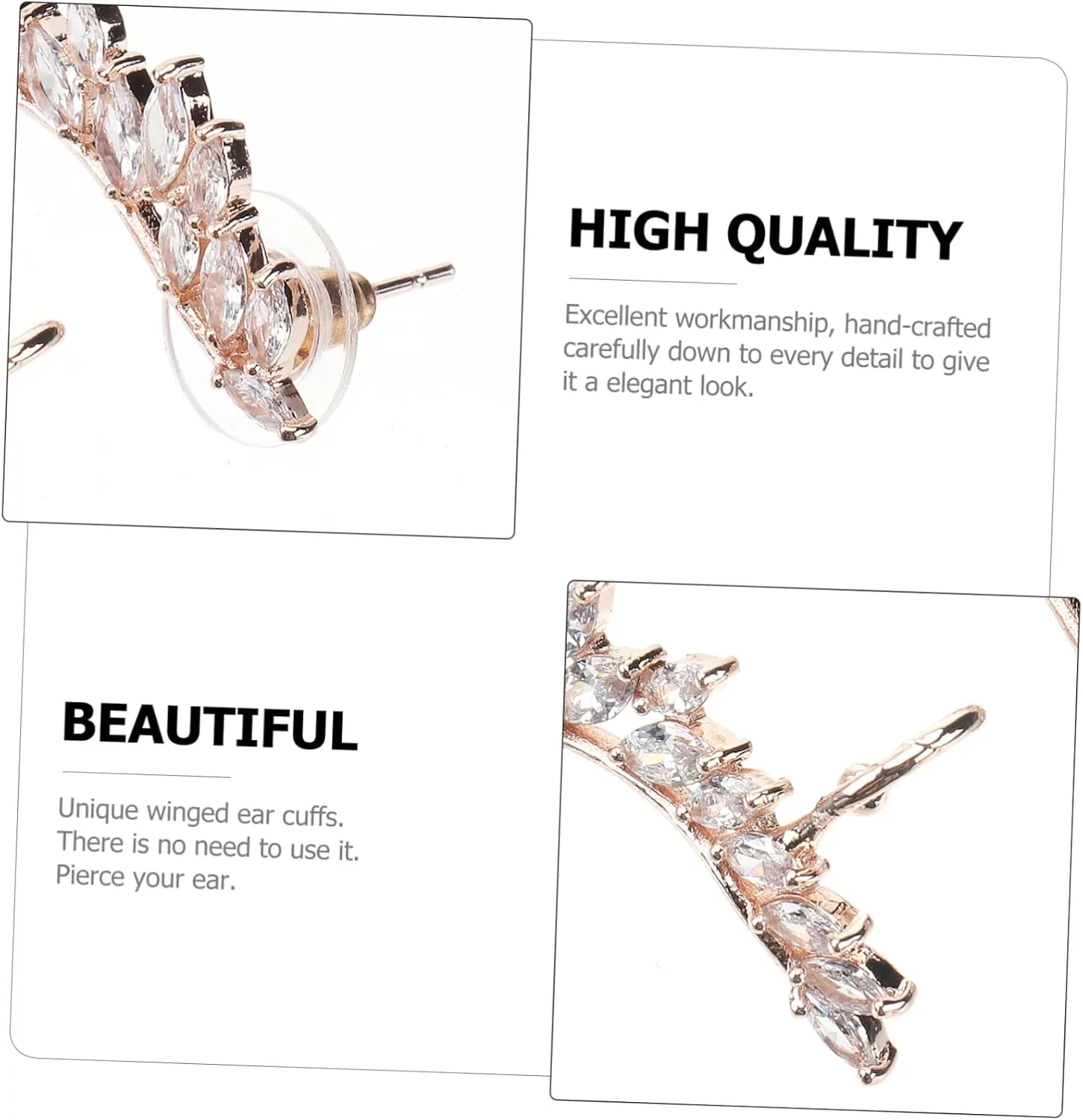 KESYOO 1 Pair Earings for Women Ear Clips Earrings Pierced Earrings Golden Womens Ear Cuff Women Ear Wrap Clip Ear Cuff for Non-pierced Ears Earmuffs Perforation Ear Drops Women's