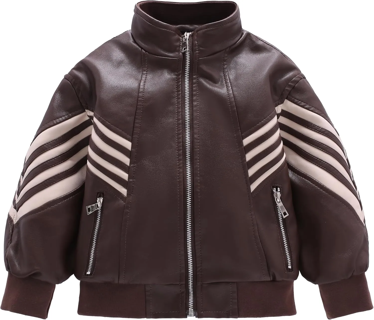 Kids PU Leather Flight Bomber Aviator Jackets Boys Motorcycle Biker Leather Jackets Coat For 3-14Years
