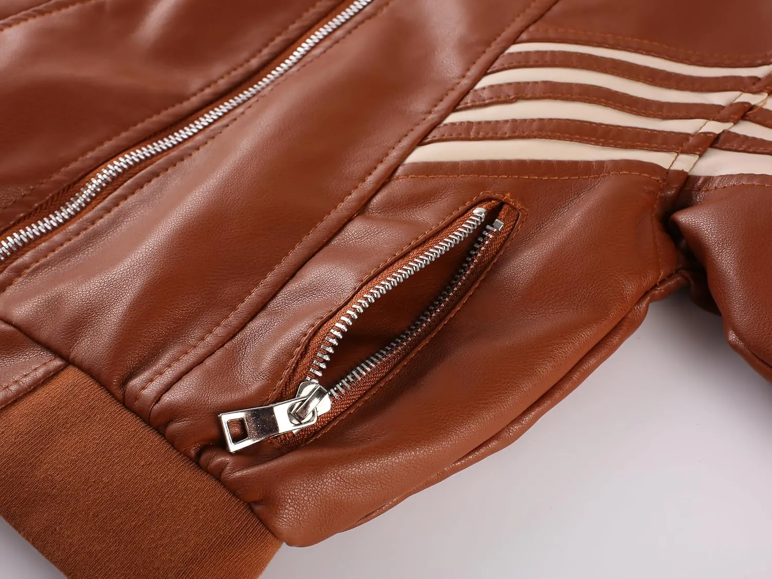 Kids PU Leather Flight Bomber Aviator Jackets Boys Motorcycle Biker Leather Jackets Coat For 3-14Years