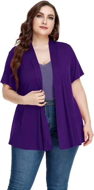 LARACE Short Sleeve Cardigans for Womens Summer Tops Casual Plus Size Open Front Lightweight Cover Up