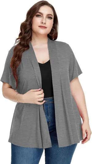 LARACE Short Sleeve Cardigans for Womens Summer Tops Casual Plus Size Open Front Lightweight Cover Up