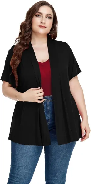 LARACE Short Sleeve Cardigans for Womens Summer Tops Casual Plus Size Open Front Lightweight Cover Up