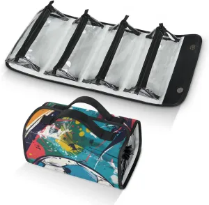 Large Capacity 4-in-1 Hanging Travel Toiletry Bag Storage Organizer With 4 Detachable Removable Zipper Clear Pouches Footballs