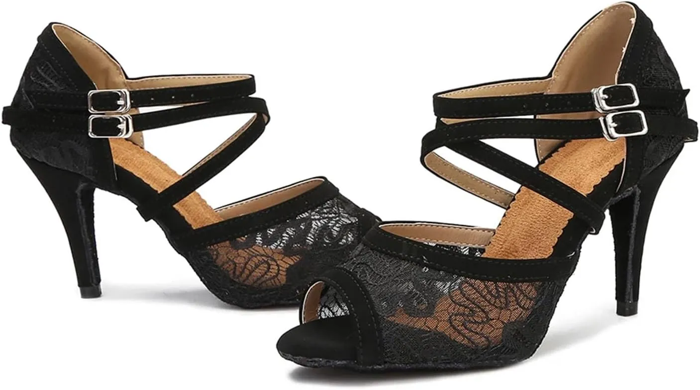 Latin Dance Shoes - Ballroom Sandals with 9CM (3.54") Heels for Salsa, Tango, Indoor Party