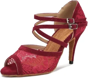 Latin Dance Shoes - Ballroom Sandals with 9CM (3.54") Heels for Salsa, Tango, Indoor Party