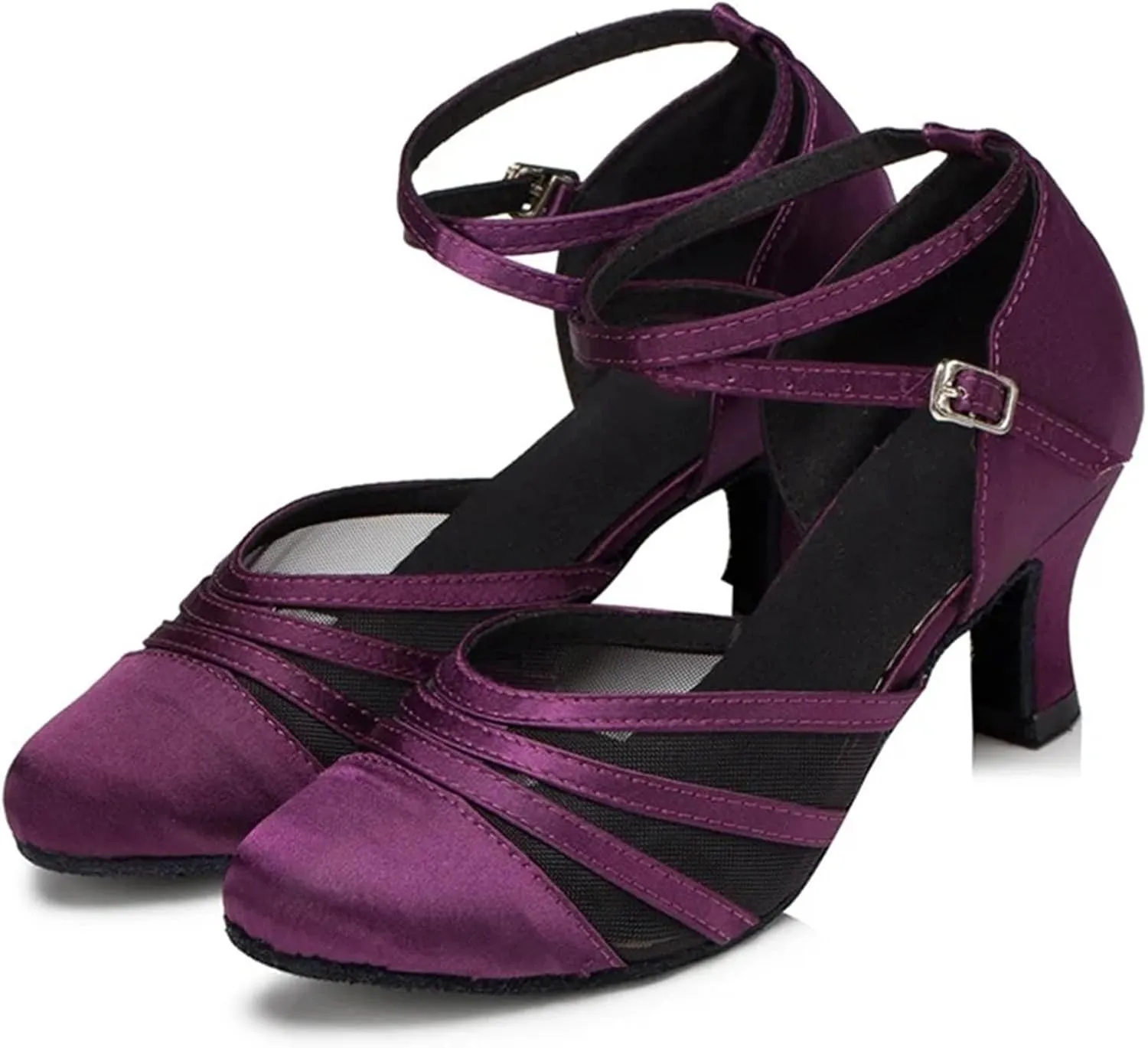 Latin Dance Shoes for Women Women Latin Dance Shoes for Girls Ladies Indoor Ballroom Tango Dancing Shoes with Heels(Black 7.5cm Heel,9)