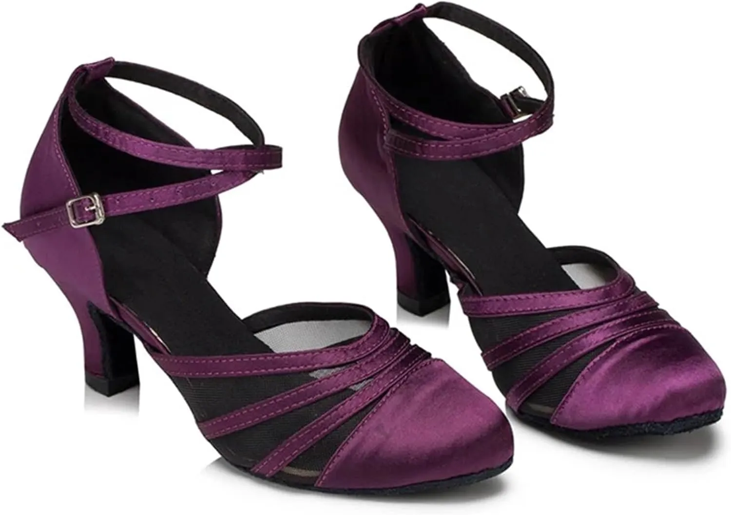 Latin Dance Shoes for Women Women Latin Dance Shoes for Girls Ladies Indoor Ballroom Tango Dancing Shoes with Heels(Black 7.5cm Heel,9)