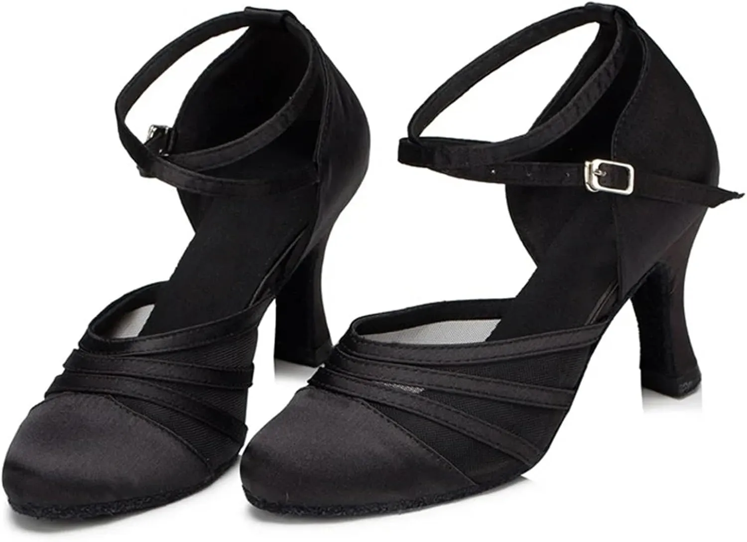 Latin Dance Shoes for Women Women Latin Dance Shoes for Girls Ladies Indoor Ballroom Tango Dancing Shoes with Heels(Black 7.5cm Heel,9)