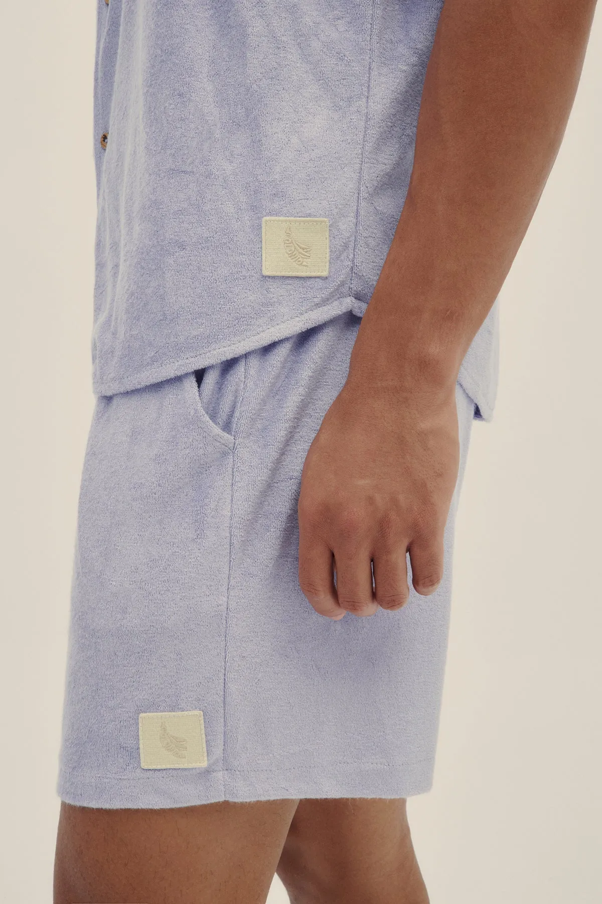 Lavender Terry Camp-Collar Shirt