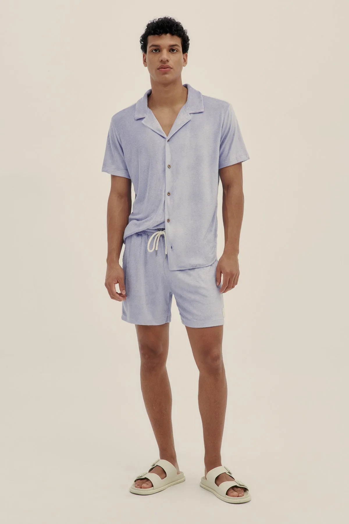 Lavender Terry Camp-Collar Shirt
