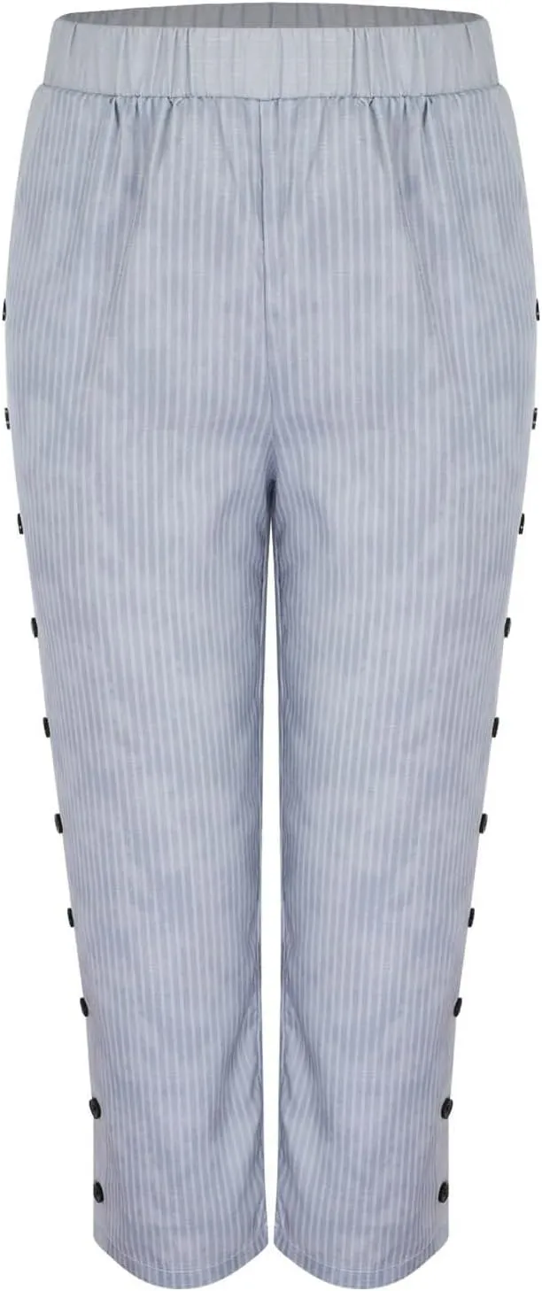 LCMTWX Linen Pants High Waist Pants Drawstring Capri Pants with Pockets Wide Leg Cropped Pants for Cotton Linen Pants Women