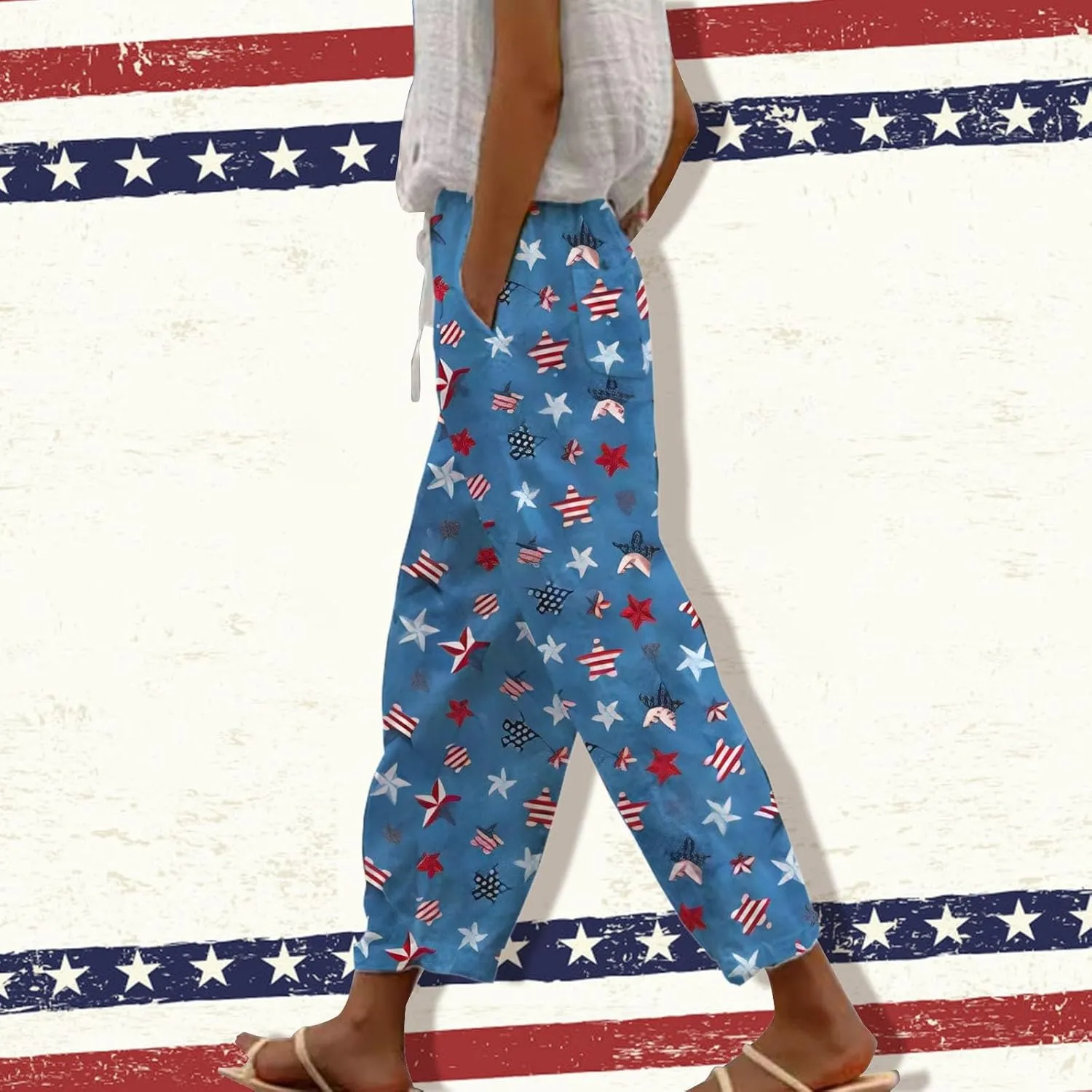 LCMTWX Linen Pants High Waist Pants Drawstring Capri Pants with Pockets Wide Leg Cropped Pants for Cotton Linen Pants Women