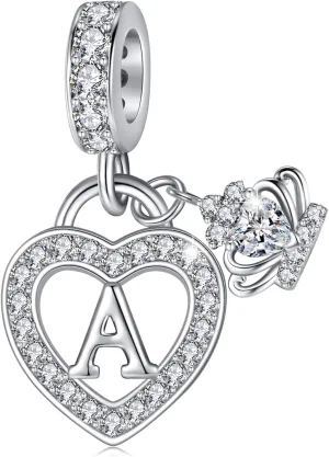 Letter Charms for Charms Bracelet: Silver Heart Alphabet Initial Dangle Charms Bead for Bracelets and Necklaces, Birthday Mother's Day Christmas Jewelry Gifts For Women