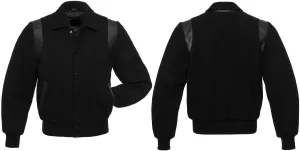 Letterman Varsity Jackets Retro Varsity Letterman Jackets Erect Collar Wool Blend Body Cowhide Leather Shoulder Strip