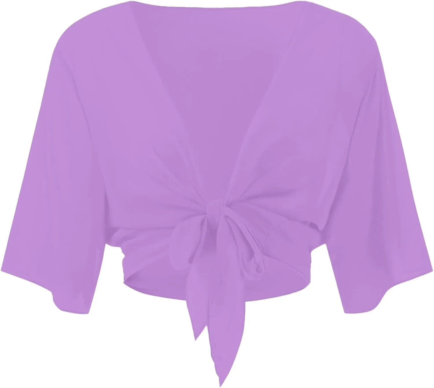 Lightweight Cardigans for Women Chiffon Sheer Shrug Short Sleeve tie Front Cardigan Summer Cropped Cardigan