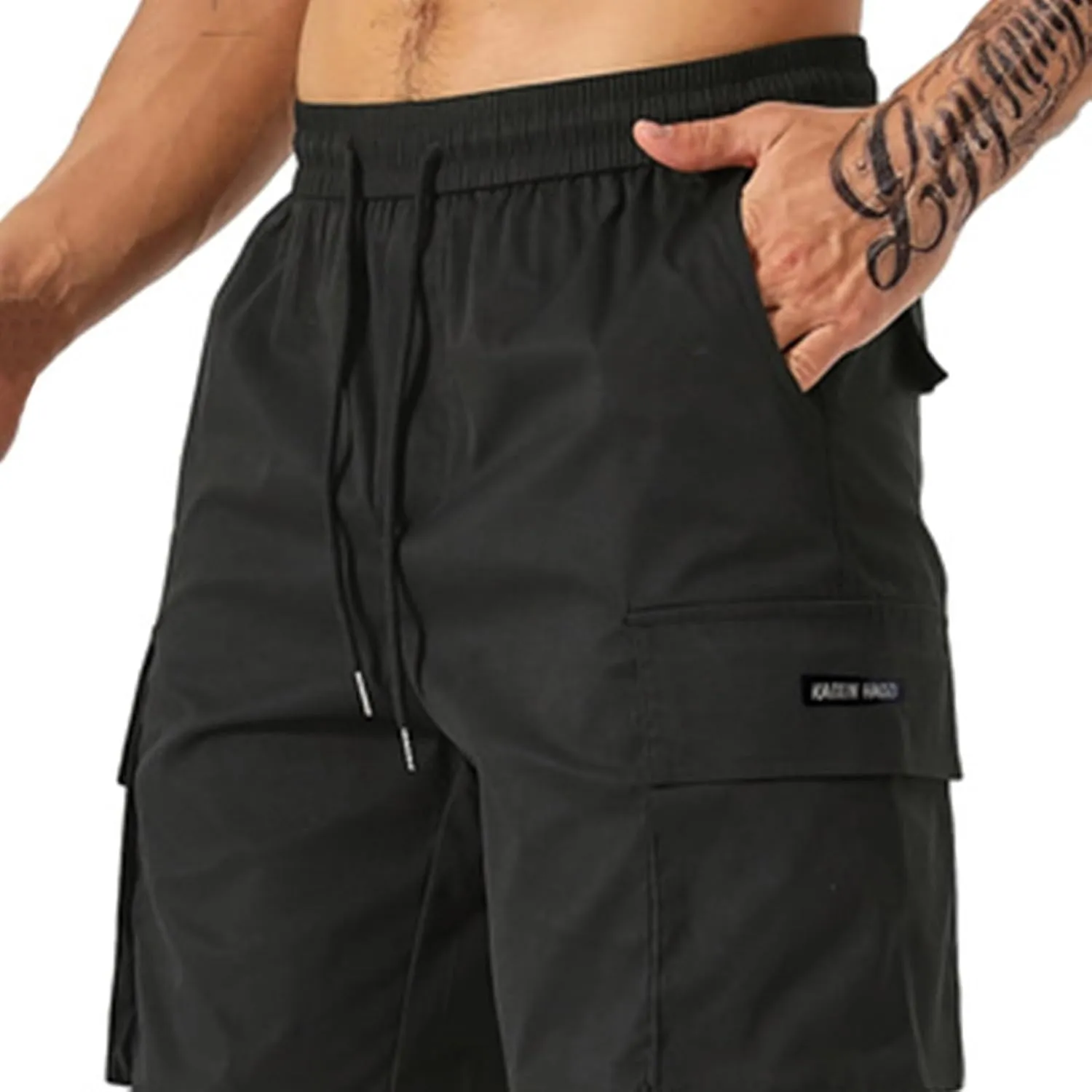 Lightweight Work Pants Mens Elastic Waist Cargo Pants Loose Multiple Pockets Pants Straight Leg Pants Fall Pants
