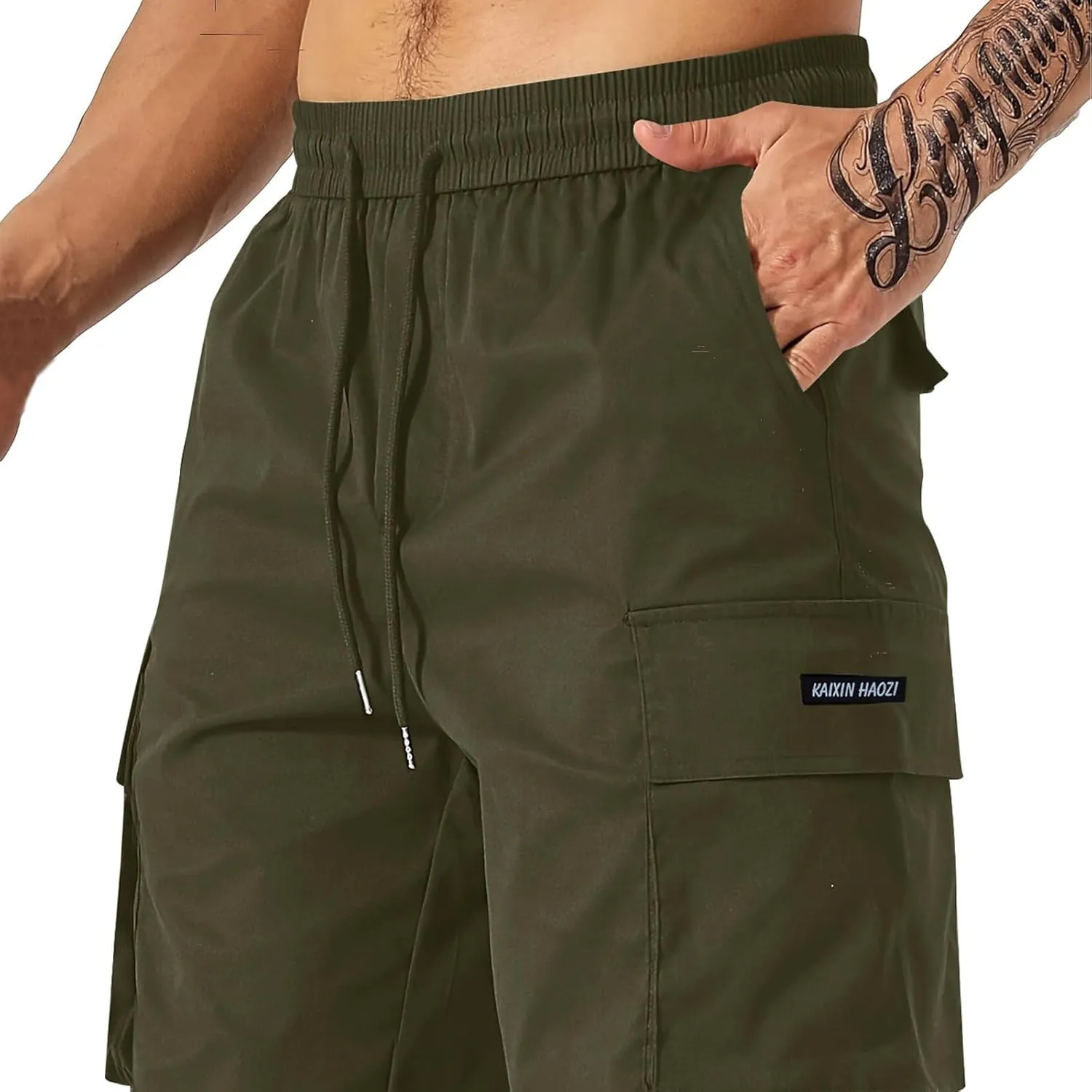 Lightweight Work Pants Mens Elastic Waist Cargo Pants Loose Multiple Pockets Pants Straight Leg Pants Fall Pants