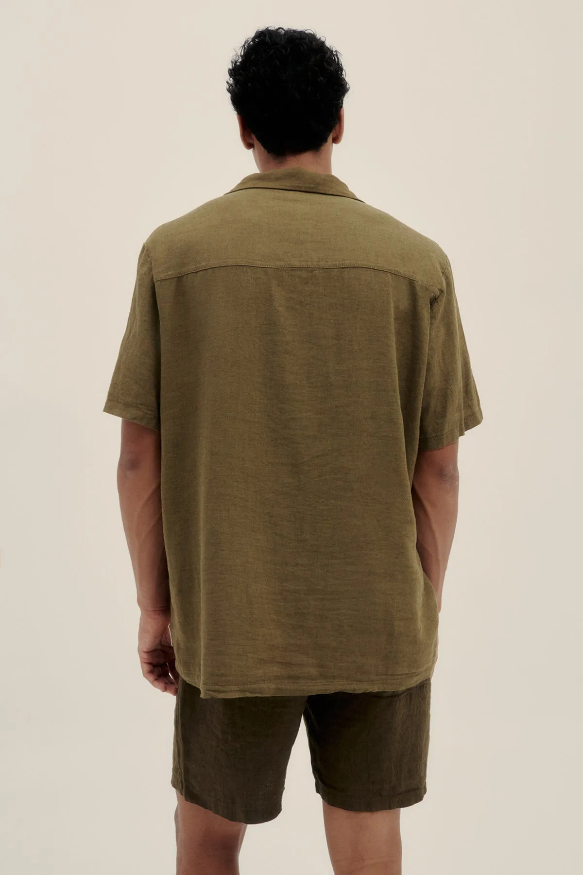 Linen Cotton Camp-Collar Shirt