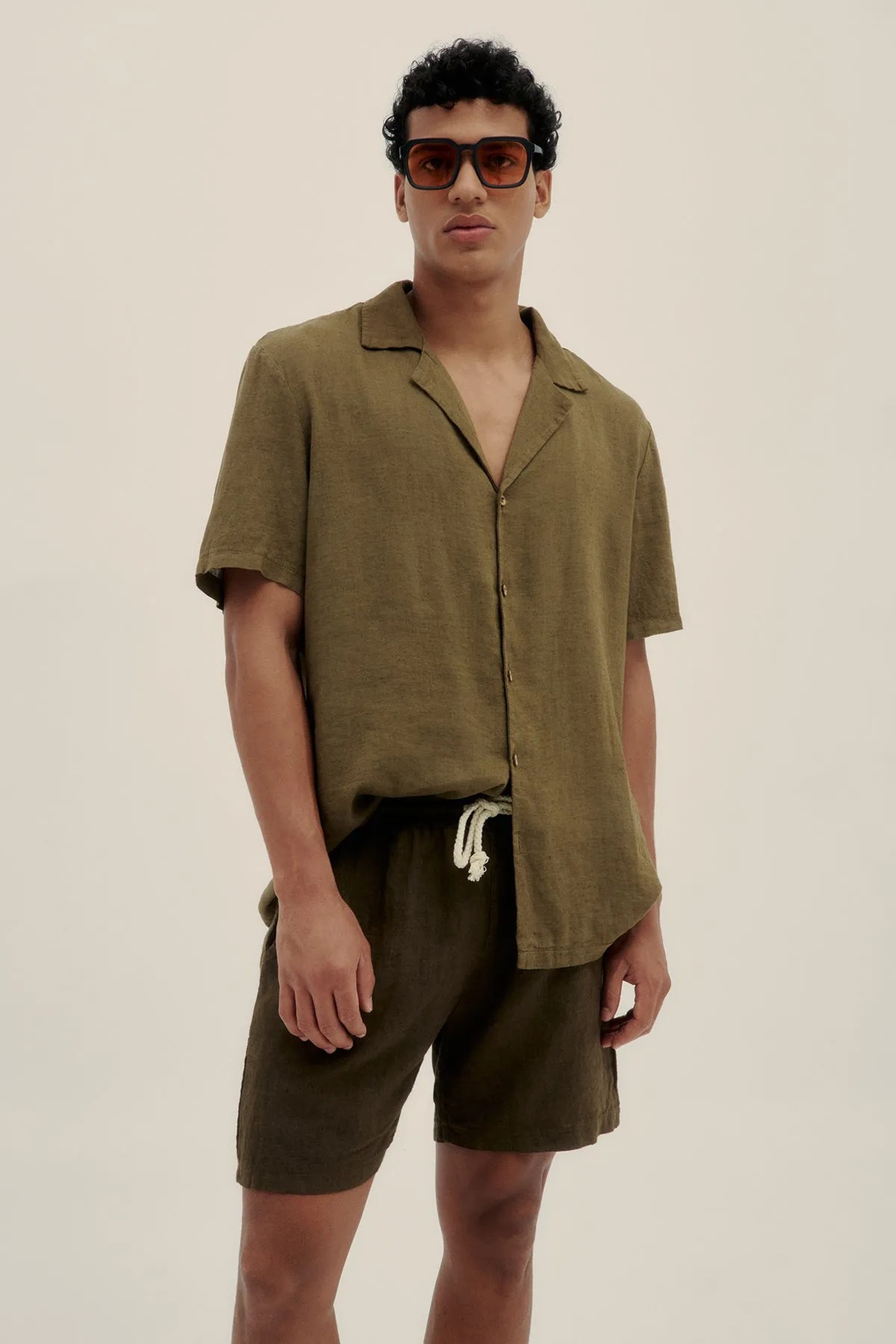 Linen Cotton Camp-Collar Shirt