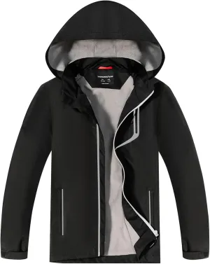 LOKTARC Boys Girls Rain Jacket Kids Lightweight Waterproof Hooded Raincoats Windbreakers