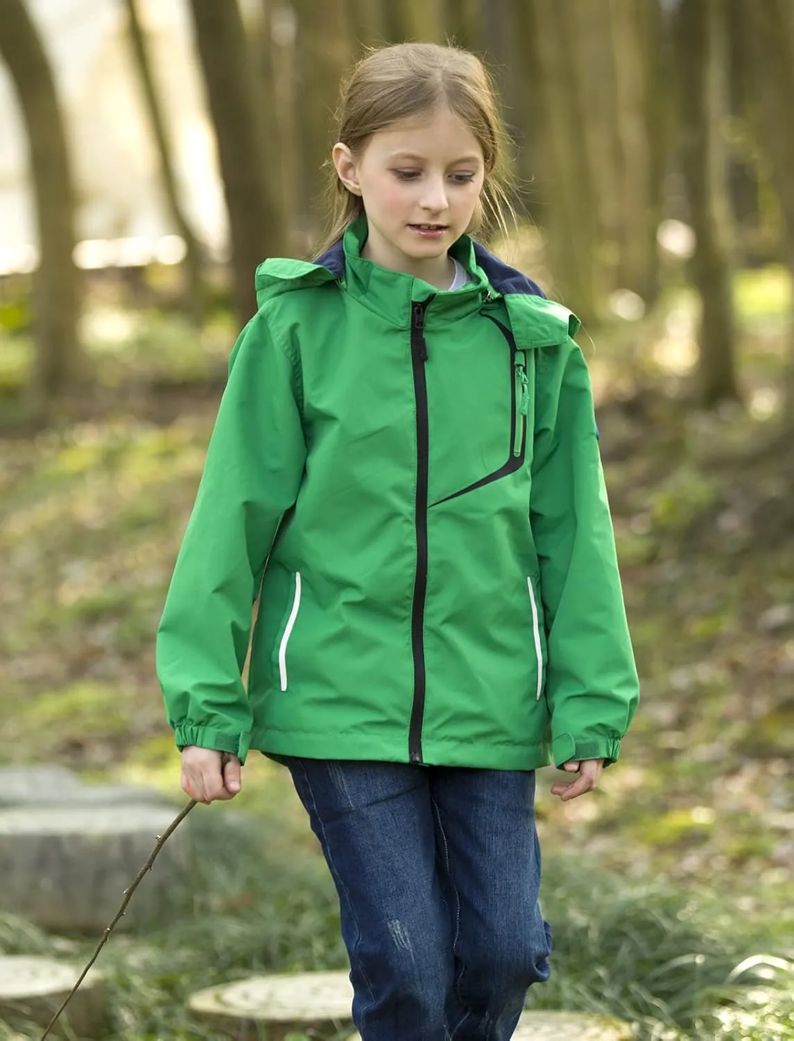 LOKTARC Boys Girls Rain Jacket Kids Lightweight Waterproof Hooded Raincoats Windbreakers