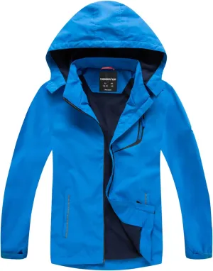 LOKTARC Boys Girls Rain Jacket Kids Lightweight Waterproof Hooded Raincoats Windbreakers