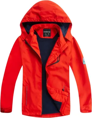 LOKTARC Boys Girls Rain Jacket Kids Lightweight Waterproof Hooded Raincoats Windbreakers
