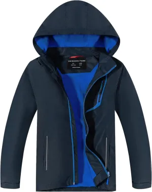 LOKTARC Boys Girls Rain Jacket Kids Lightweight Waterproof Hooded Raincoats Windbreakers