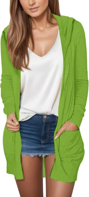 Long Cardigans for Women Trendy 2024 Summer Lightweight Casual Comfy Open Front Hooded Cardigan Sweater with Pocket