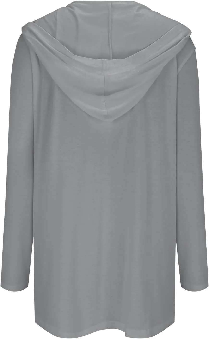 Long Cardigans Sweaters for Women, 2024 Fall Lightweight Trendy Casual Comfy, Open Front Hooded Cardigans with Pocket