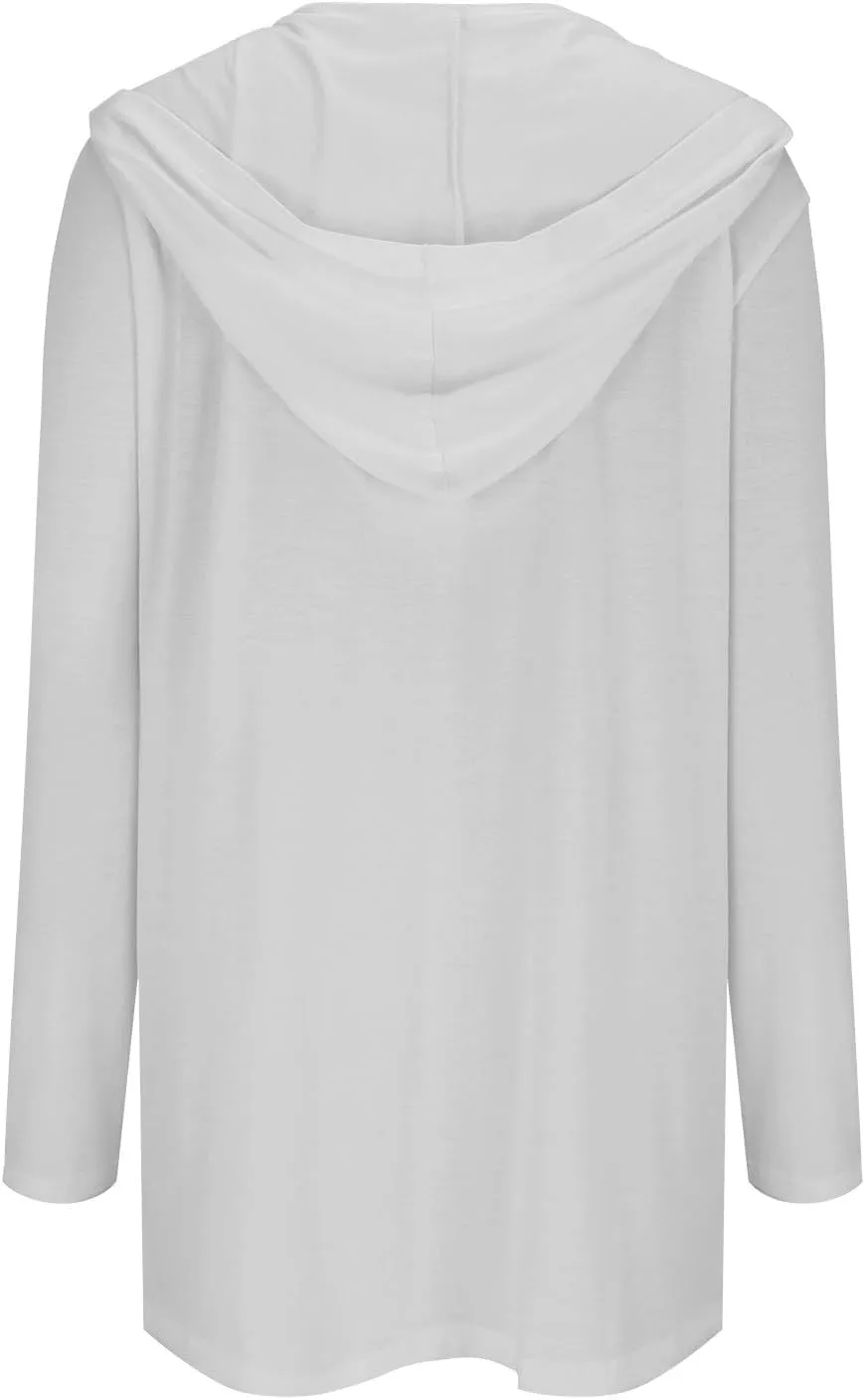 Long Cardigans Sweaters for Women, 2024 Fall Lightweight Trendy Casual Comfy, Open Front Hooded Cardigans with Pocket