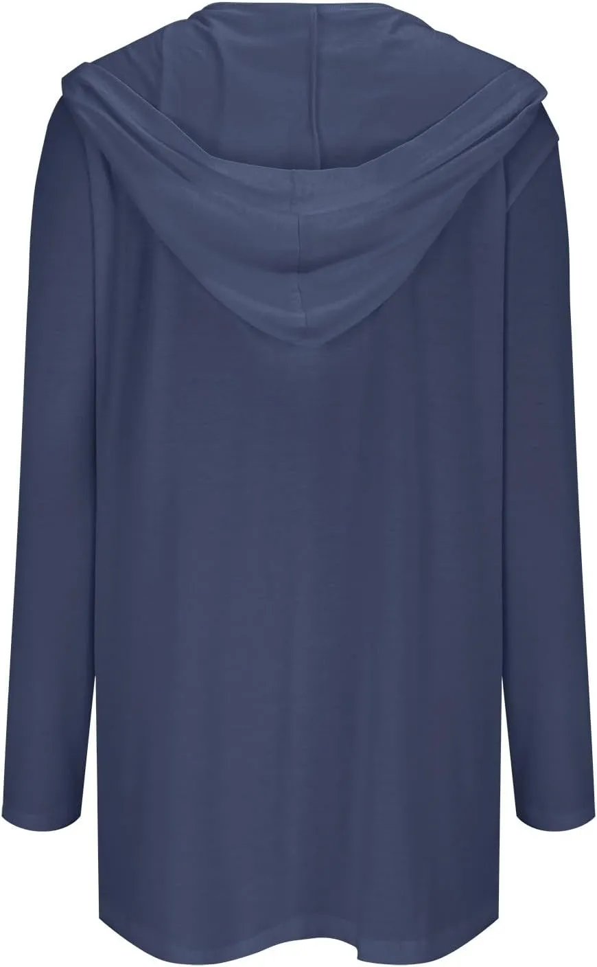 Long Cardigans Sweaters for Women, 2024 Fall Lightweight Trendy Casual Comfy, Open Front Hooded Cardigans with Pocket