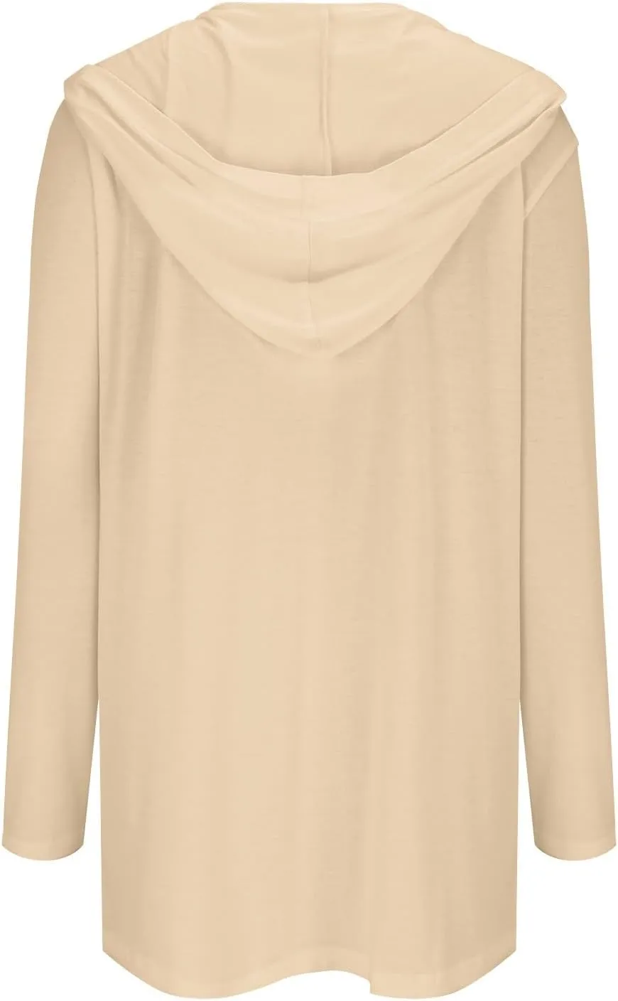 Long Cardigans Sweaters for Women, 2024 Fall Lightweight Trendy Casual Comfy, Open Front Hooded Cardigans with Pocket