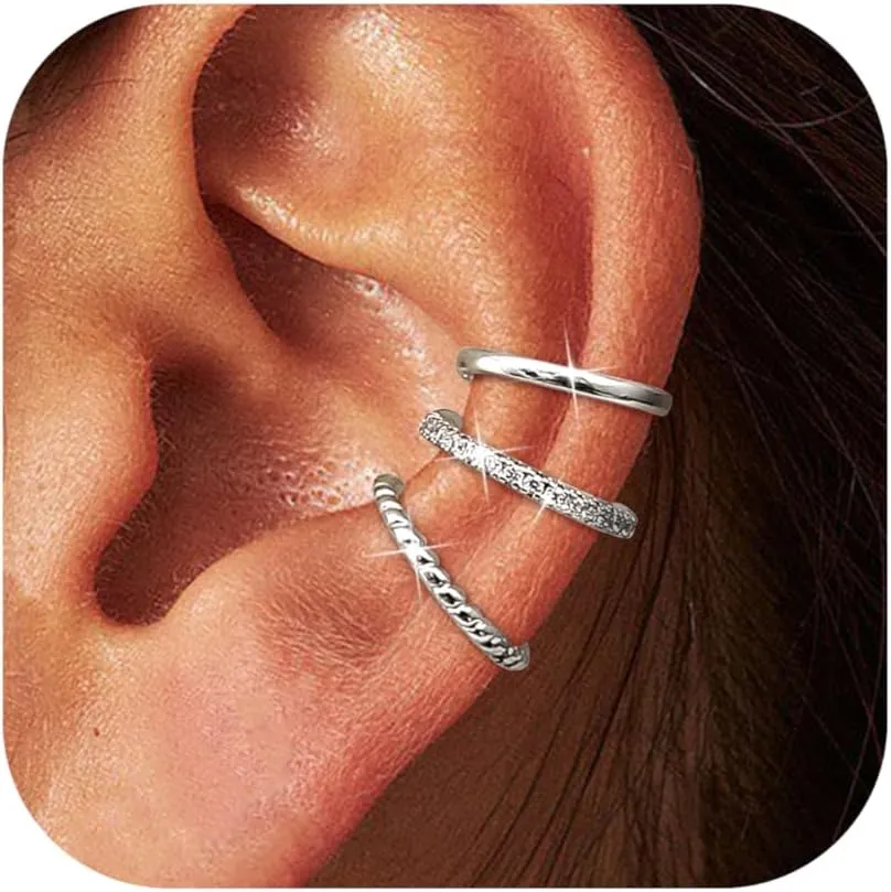 LOYALLOOK Ear Cuff Earrings for Women 14K Gold Plated Ear Cuffs Non Piercing Clip on Cartilage Earring Trendy Fake Earrings Hypoallergenic Huggie Hoop Clip Cuff Earring Lightweight